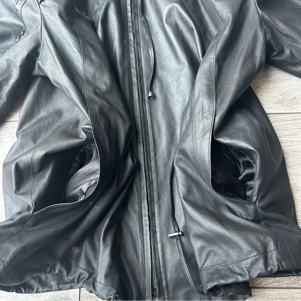 Bigardini Ruched  Ruffles Leather Jacket - Picture 7 of 14